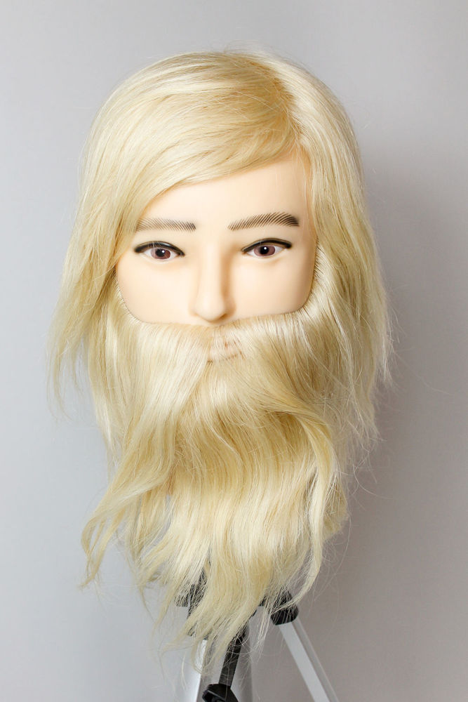 Picture of HAIRDRESSER MEN'S TRAINING DUMMY - REAL HAIR - BEARD - 613 NO COLOUR -35 CM